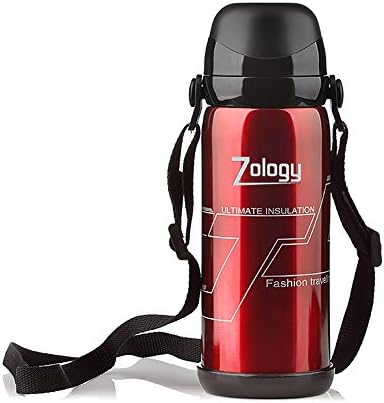 Zology Multipurpose Leakproof Vacuum Insulated Thermos Flask,Premium with Stainless Steel Body and PBA Free Spout and Lockable Lid,Keeps Drinks Temperature in Travelling/Commuting to Work/Outdoor Sporting/Hiking or Camping,800ml (800ml, Red)