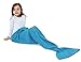 Produktbild S-D kuschelige Decke im Meerjungfrauen Stil. Handgefertigte Decke in Schlafsack Ausführung aus angenehmem Woll-Strick mit süßer Flosse am Ende. Ideal für Damen und Kinder (140 cm x 70 cm, Blau)