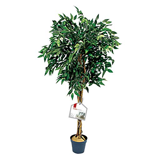 De Vielle 4 ft Artificial Fig Tree, 1344 Realista Hojas Verde - Maceta