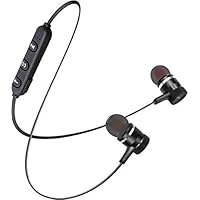 SBA999-BMB-Z004 Bluetooth Neckband, Lightweight Wireless and Magnetic Earbuds, IPX4 Water Resistant Sports Earphones, Built-in Mic (Black)