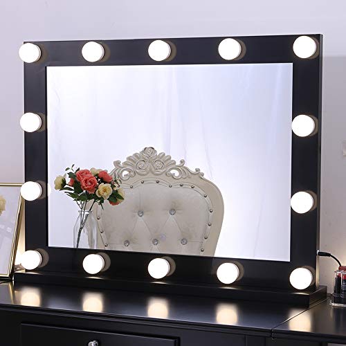 Chende Hollywood Specchio per Il Trucco con Lampade da Appendere alla Parete, Specchio per Il Trucco Illuminato da Tavolo con 3 Colori, Specchio Grande Professionale per Teatro con 14 Luci