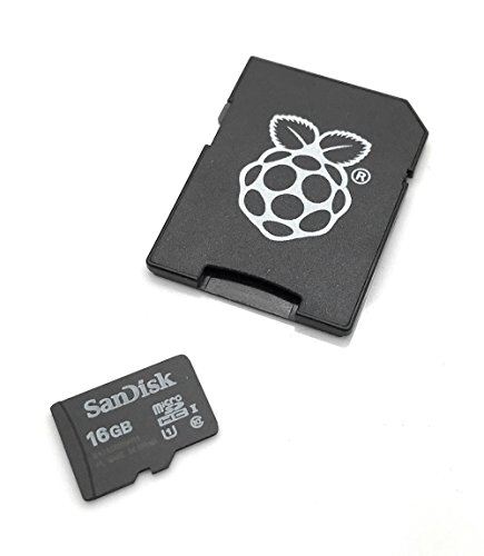 Raspberry Pi 3 Modell B – Full Starterkit – Bestehend aus: Raspberry Pi 3, Micro USB Netzteil 5V / 2,5A, HAT kompatibles Raspberry Pi Gehäuse schwarz/transparent, SanDisk 16GB Class 10 MicroSDHC Speicherkarte bespielt mit dem NOOBS Betriebssystem + Adapter, 2,0m HDMI Kabel und Kühlkörper-Set by avc-shop - 5