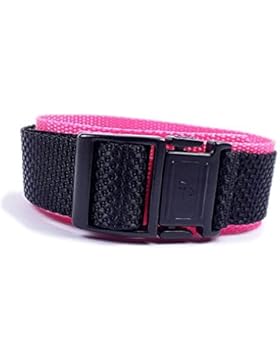 Casio Uhrenarmband Textil Klettband Durchzugsband 20mm schwarz-Pink BG-1005V