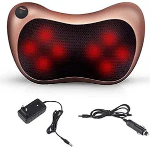 PAGALY 2 in 1 Car & Home Electric Body Massage Pillow neck massager cushion seat stress pain relief relax massage Car or Electronic Massager 8 Ball Neck Shoulder Massager Back Massager