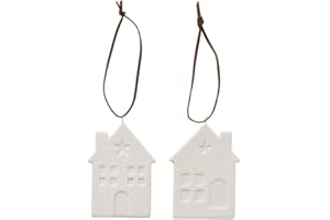 RILOSTORE 2er Set Deko Häuser Maritim Deko Anhänger Weiss Dekoration Hänger b465 Dekohaus Weihnachtsdeko Herbstdeko Baumschmuck Gartendeko