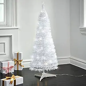 Northland White Christmas Tree 6 feet with Decoration 40 Pieces Christmas Tree Decoration Items Perfect for Place at Home, Office, Showrooms, Malls, School or College