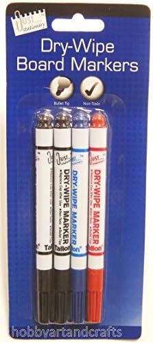 Dry Wipe Markers White Board Markers Marker Pens Non Toxic Fine Bullet Tip x 4 (Assorted)
