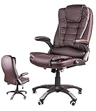 Giosedio BSB Fauteuil élégant pour bureau, siège en cuir confortable, chaise inclinable, inclinable, chaise bureau, fauteuil bureau Simili cuir, hauteur réglable, pivotant (Marron)