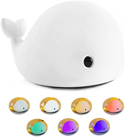 BestFire Cute Dolphin Design Silicone Colorful Night Light USB Rechargeable Sensitive Tap Control Bedroom Light with Softlight, Stronglight and Colorful Light for Baby Room, Bedroom, Nursery, Outdoor