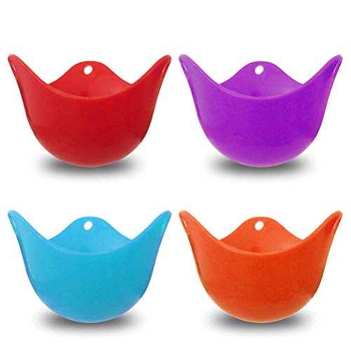 Preisvergleich Produktbild Kimmyer 4 Pack Perfekte Wilderer, pochierte Eierbecher, Silikon-Eierputzbecher - Kochtopf oder Mikrowellen-Eierkocher, für die Zubereitung von Mikrowellen oder Eierkochen