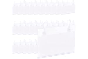 WYAN 60 StückTransparenter Preisschildhalter,Kunststoff Etikettenhalter,für Shop Supermärkten Einzelhandelsgeschäften(mit 120Pcs Aufhängeschnalle)