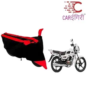 Carigiri Bike Cover for TVS Radeon(Dust Proof,3Strip, Scratch Proof, Mirror Pockets, Heavy Buckle [ RED & Navy Blue])