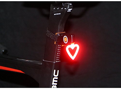 West Radfahren Fahrrad Rear USB wiederaufladbar Fahrrad Schwanz Licht, Ultra Bright Wasserdicht Zubehör Passt auf Fahrräder Kinder Fahrräder Dekoration, Herren Kinder damen, Heart Shape - 3