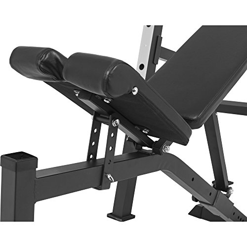 Gorilla Sports Hantelbank mit separater Ablage – klappbare negativ Trainingsbank mit verstellbarem Curlpult und Langhantelablage - 7