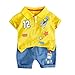 Produktbild Kinder Langä Rmelig GenäHter Alphabet Regenbogendruck + Jeans Lange Hosen Zweiteiligen Set Yanhoo Baby Kurzarm Spielanzug + Riemen Rock Zweiteiliger Anzug Prinzessi Kleid (90, gelb-1)