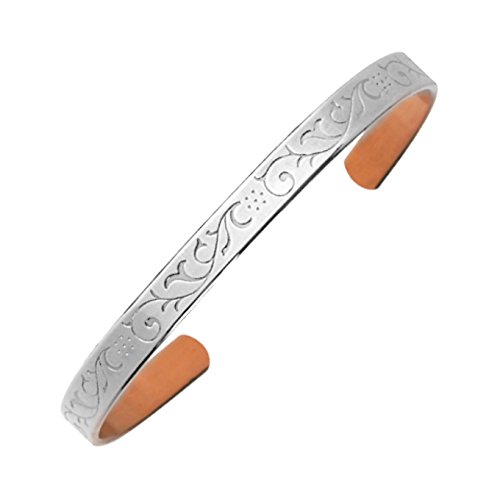 Arthriton Silver Plated Copper Bracelet 6.75mm Wide – Two Size Options: XS Fits Wrist Up to 16cm
