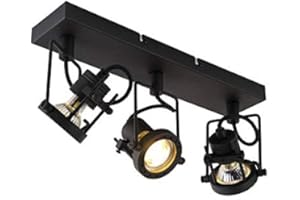 Qazqa Plafón industrial negro 3 luces - SUPLUX Acero Alargada Adecuado para LED Max. 3 x 50 Watt