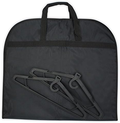 Travel Garment Bag, Foldover Nylon Business Suit Cover, Waterprooof Dress Zipper Carrier Tote-with 2PCS Hanger- Black