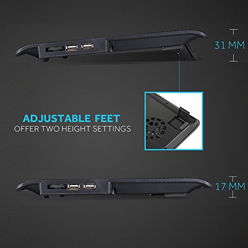 [Neue Version] AVANTEK 16 Zoll Laptop Kühler Notebook Cooler Ständer Kühlpad Kühlmatte mit 6 Ventilatoren, 2 USB-Anschlüssen, blaue LED Licht, verstellbare Ventilatorgeschwindigkeit - 5
