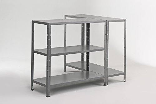 Teilbares XXL Schwerlastregal CROSSER aus verzinktem Metall. Gesamttraglast 325 kg. Mit fünf höhenverstellbaren Böden. Maße: 100 x 40 x 188 cm. - 6
