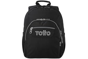 TOTTO - Mochila Escolar, Modelo Gommas, Mochila Mediana, Capacidad 15 L, Bolsillo para PC 14", Bolsillo Botella, Espaldar Ergonómico con Flujo de Aire, Cómodas Correas en S, Color Negro