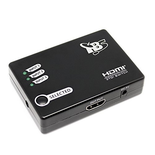 TBS®2211 3×1 3 Ports HDMI Switch / Umschalter (3 Eingänge 1 Ausgang) + IR Funk-Fernbedienung für HD-DVD-Player, Internet-Box, PS3, STB, Laptop, PC, DV, Xbox 360, HDTV, TV usw. – Full HD 1080p - 4