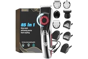 YABIFE Barttrimmer Herren – 3 Aufsätze, 40 Längeneinstellungen, wasserdicht, 240 Min. Akkulaufzeit – Bart- & Schnurrbart-Trimmer für Männer & Frauen, Gesicht & Körper – Rot