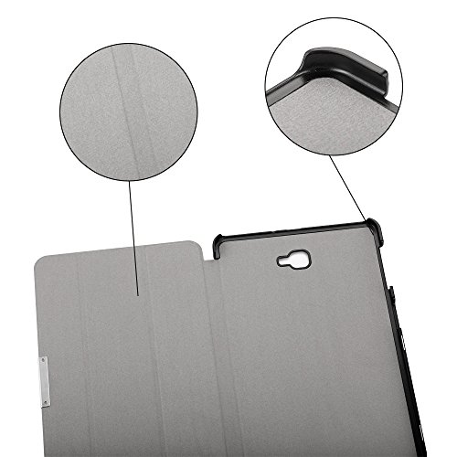EasyAcc Samsung Galaxy Tab A (2016) 10.1 Hülle, EasyAcc Samsung Galaxy Tab A 10.1 T580N/ T585N Case Schutzhülle Hochwertiges PU Leder Etui – mit Automatischem Schlaf Funktion und Standfunktion (Schwarz Dunkles, Kunstleder, Ultra Dünn) - 7
