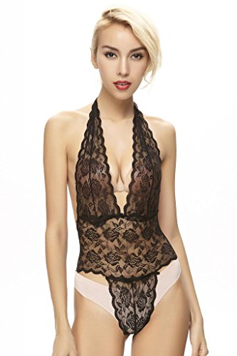 Fashion Women Sexy Stimulate Lace Lingerie Babydoll See-through Dress Black New