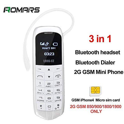 Romars LONG CZ J8 Le plus petit et le plus mince petit téléphone mobile le plus petit et le plus mince Voice Change FM Réseau Micro SIM GSM 18 grammes (blanc)