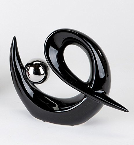 Moderne Skulptur aus Keramik schwarz/silber Breite 23 cm