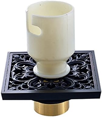 Tochange Bathroom Anti Odor Floor Drain Elegant Black Square Ground Drainer/Shower Drain For Bathroom Washing Machine Dual-Use Hardware Accessory Brass(10*10*4.6CM) (Design : Dual Use+Elbow)