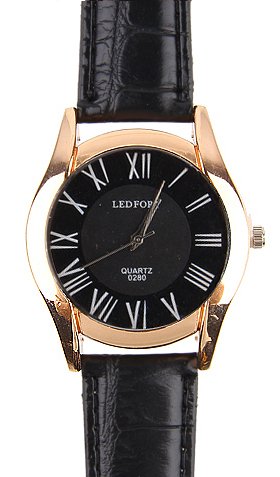 Armbanduhr Lasche aus Kunstleder Hintere Teil aus Edelstahl Analog Rosegold - fr Mnner Schwarz Armbanduhr Lasche aus Kunstleder Hintere Teil aus Edelstahl Analog Rosegold - fr Mnner Schwarz