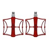 Sborter Pedali Bici MTB 1 Paio, Flat Pedale Ultra Leggero, Doppio Cuscinetto 9/16',Antiscivolo Pedali per City/Bici Della Strada/Scatto Fisso Bicicletta/Mountain Bike, Rosso