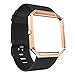 Produktbild Altsommer für Fitbit Blaze Einfarbig Silikon Uhrenarmband mit Rosegold Uhr Rahmen Sportarmband Armband Silikon Replacement Ersatzarmband für Damen Herren Schwarz Weiß 135-215mm (Schwarz)