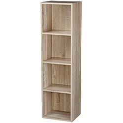 Étagère en bois à 1, 2, 3, 4 étages, bibliothèque, vitrine, unité de rangement, Antique Oak, 4 Tier