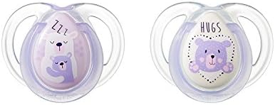 0-6m Night time Tommee Tippee Ctn Soothers 2 pack (lilac/bears)
