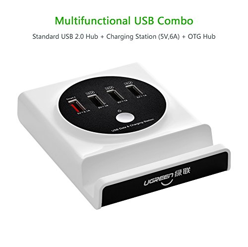 UGREEN USB HUB Superspeed 4 Port USB 2.0 OTG Hub 30W 6A Reise Ladestation mit EU Netzteil für iPhone 6s/6s Plus, iPad, Saumsung Galaxy S6 edge plus usw - 2