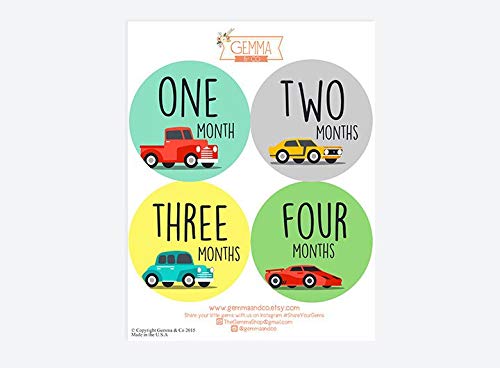 gwc The Dash Baby Boy Cars Monthly Sticker Set Modern Month Stickers Growth Stickers First Year Stickers