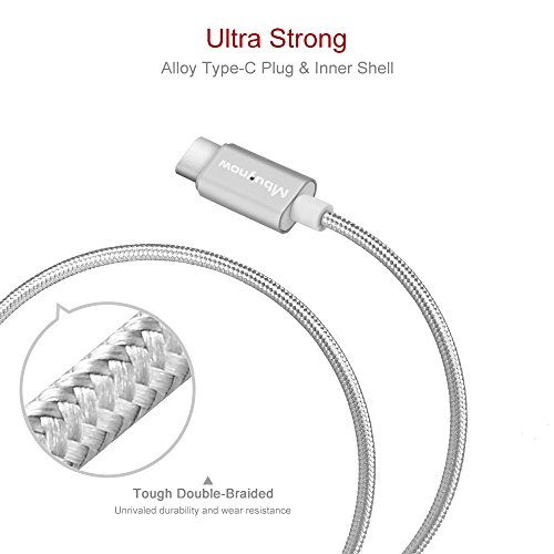 Mbuynow Type-C Chargeur USB C  ble Magn  tique 3A Nylon Tress   de donn   charge rapide pour Samsung Galaxy S8   S8 Plus  nouveau MacBook Pro  Google Pixel et autres Appareils Type C  Argent 