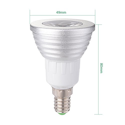 Sunix® 3W E14 RGB LED Lampe multicolor Glühbirne / Glühlampe mit Ferbedienung, Farbwechsel 16 Farben Auswahl, LED Leuchtmittel, LED Birnen - 4