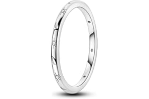 Parmuz 925 Sterling Silver Rings for Woman Dainty Stackable Ring CZ Star Moon Cross Eternity Engagement Bands Ring Gift for Her