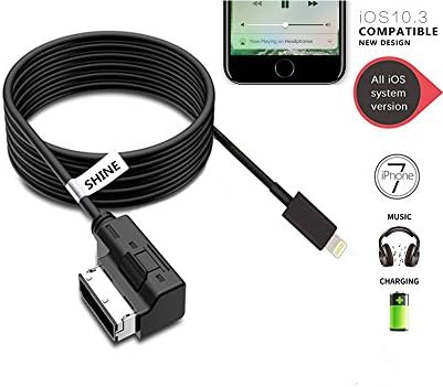 SHINE@ Audi Iphone 7 / 7 plus Music Interface and Charger Adapter, Fit all Iphone 7 / 7 plus (Including the Newest IOS System), Work for A3/A4/A5/A6/A8/S4/S6/S8/Q5/Q7/R8/TT(1M/ 39inch Length)