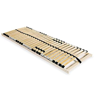 vidaXL Sommier à Lattes avec 28 Lattes 7 Zones 90x200 cm Hêtre FSC Lit Simple