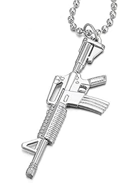 AK-47 Ge Armee Gewehr Anhänger Herren Jungen Halskette mit 70cm Stahl Kugelkette