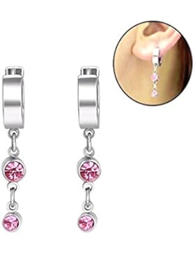 Ohrschmuck, Creolen, Hooks, Ohrstecker Hypoallergenic Surgical Steel, mit Zirkonia, TOS 060