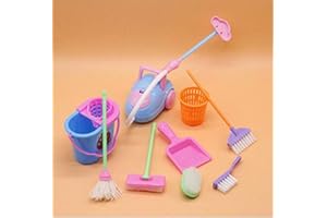 ANNIUP Ensemble de 9 jouets de ménage pour enfants, kit de jeu de simulation pour la maison, mini aspirateur de nettoyage, balai, jouets éducatifs de simulation pour tout-petits et enfants