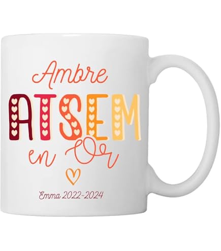 Mug Cadeau ATSEM "La Meilleure ATSEM Du Monde" - Idée Remerciement, Noël, Anniversaire - Message Personnalisé