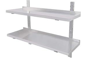 MOOTACO Étagère Murale INOX Cuisine Tablette Flottante Pose Murale Catering 2 Couches (80 * 30cm)