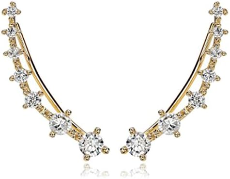 OKAJEWELRY Cubic Zirconia Gold Ear Cuff Earring Stud Hook Earring 1 Pair (Yellow)